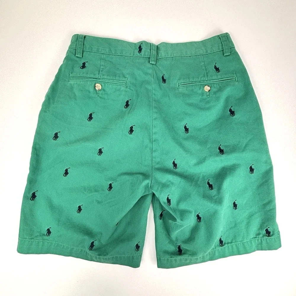 Polo Ralph Lauren Prospect Shorts Green Pony All Over Print Men's Size 30 Cotton